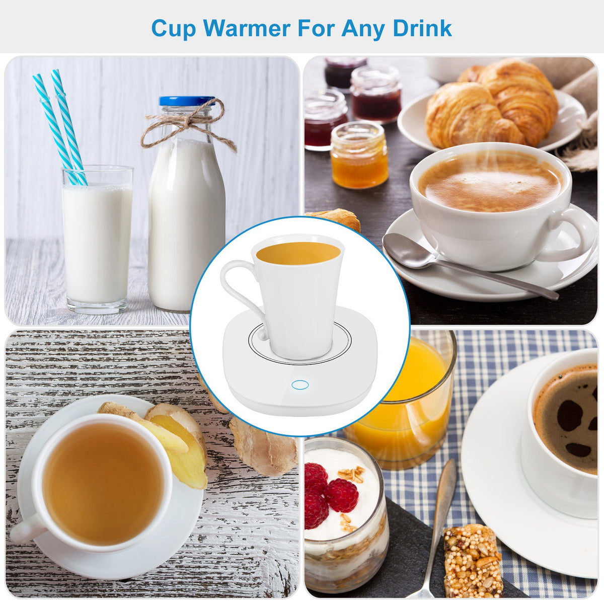 1Pc Coffee Mug Warmer Cup Warmer Auto Shut off Coffee Tea Milk Electric Heater Pad Office Home Desk Electric Beverage Warmer Mat