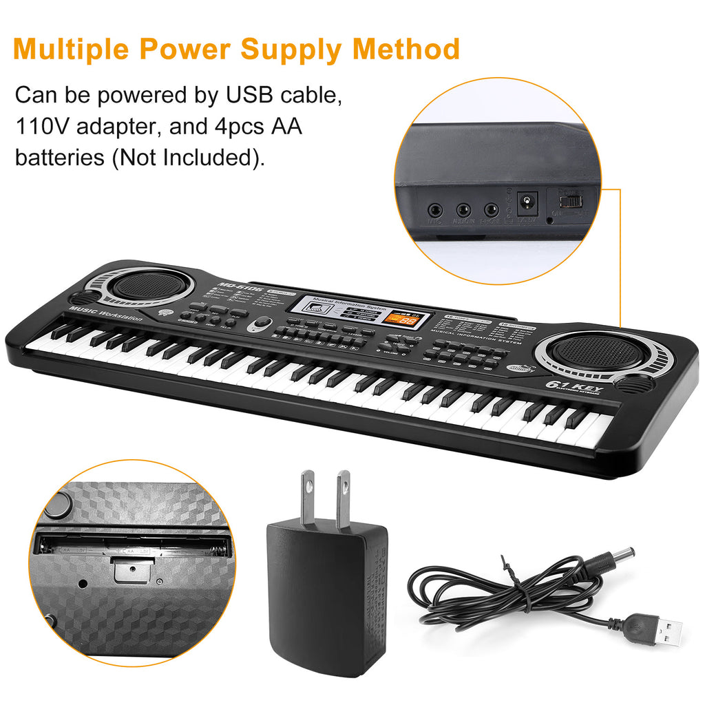 61 Keys Digital Music Electronic Keyboard Electric Piano Musical Instrument Kids Learning Keyboard with Microphone for Beginners Kids Girls Boys Adults