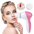 Waterproof Facial Cleansing Brush Face Spin Cleaning Brush Scrubber with 5 Brush Heads for Women