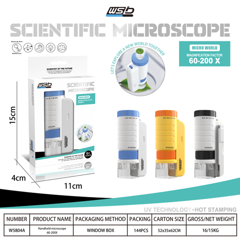 Bio Educational Science Experiment Toy Gift, Microscope for Kids - 5804A Black