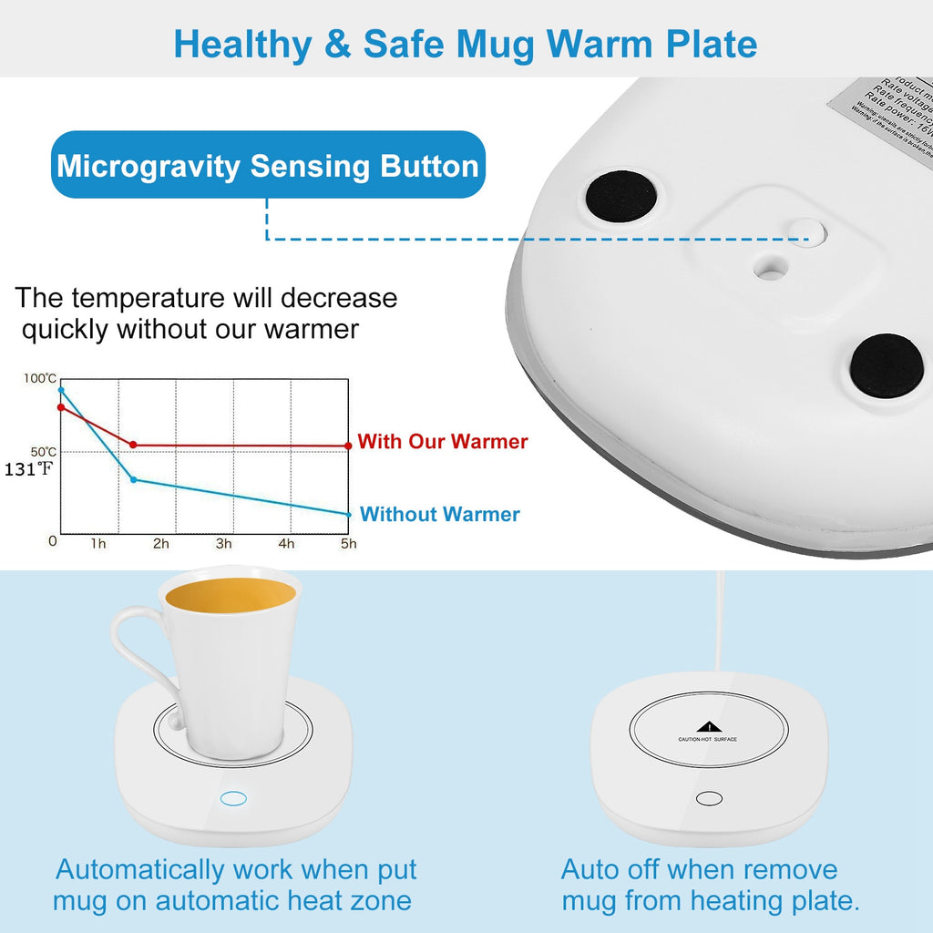 1Pc Coffee Mug Warmer Cup Warmer Auto Shut off Coffee Tea Milk Electric Heater Pad Office Home Desk Electric Beverage Warmer Mat
