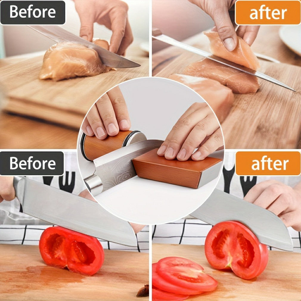 Roller Knife Sharpening Kit with Diamond, Dual-Grind Rolling Knife Sharpener, Sharpening Tool for Kitchen Knives, Tumbler Sharpener for Home