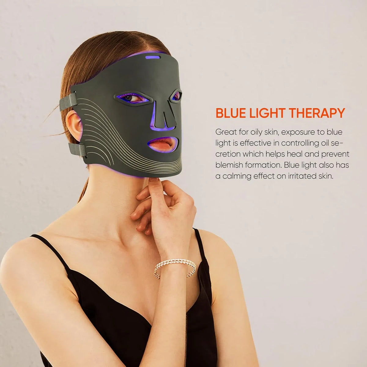 7 Color Cordless LED Face Mask for Wrinkle & Acne Reducing - Black
