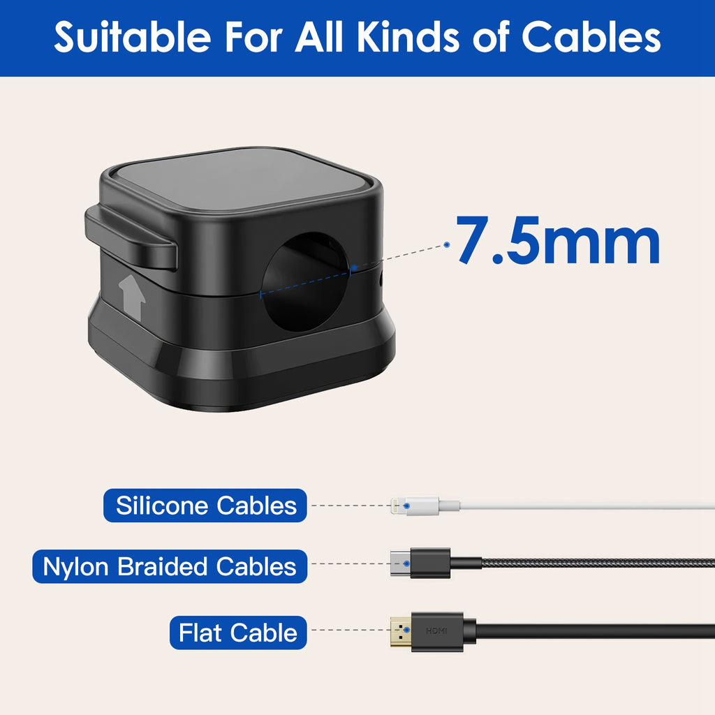 6 Pack Magnetic Cable Clips Magnetic Cord Organizer Adhesive Wire Holder for Home Office Car Desk Nightstand Wall