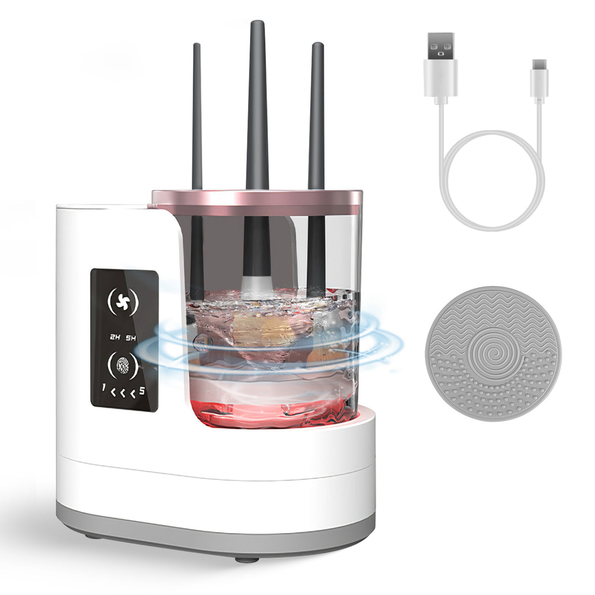 4 in 1 Electric Makeup Brush Cleaner USB Powered Automatic Brush Blender Machine with Timer Digital Display Cleaning Drying UV Disinfection Brush Storage for All Types of Brushes Valentines Day Gift