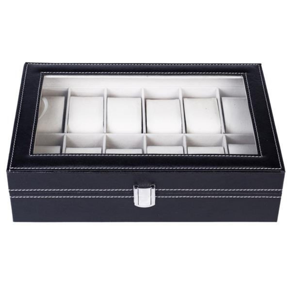 12 Slot Leather Watch Box Display Case Jewelry Organizer for Men Women