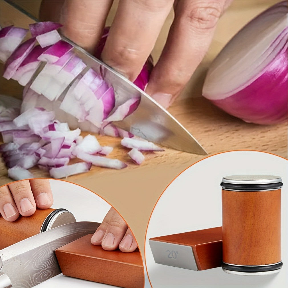 Roller Knife Sharpening Kit with Diamond, Dual-Grind Rolling Knife Sharpener, Sharpening Tool for Kitchen Knives, Tumbler Sharpener for Home