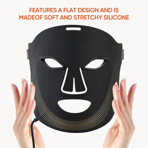 7 Color Cordless LED Face Mask for Wrinkle & Acne Reducing - Black
