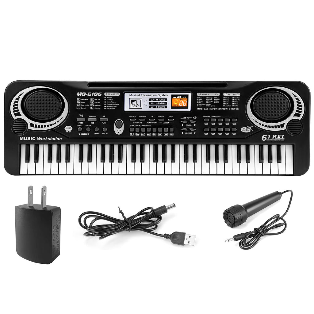 61 Keys Digital Music Electronic Keyboard Electric Piano Musical Instrument Kids Learning Keyboard with Microphone for Beginners Kids Girls Boys Adults