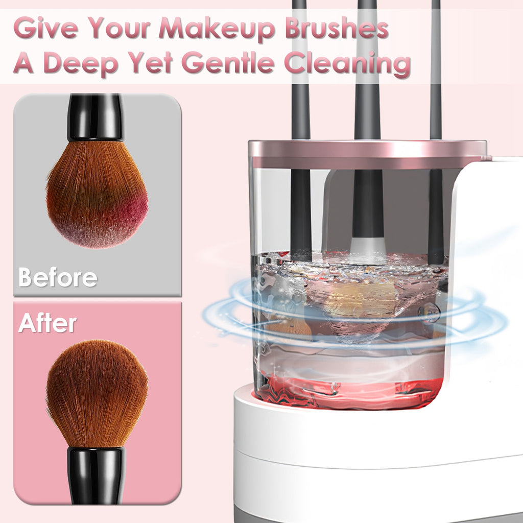 4 in 1 Electric Makeup Brush Cleaner USB Powered Automatic Brush Blender Machine with Timer Digital Display Cleaning Drying UV Disinfection Brush Storage for All Types of Brushes Valentines Day Gift
