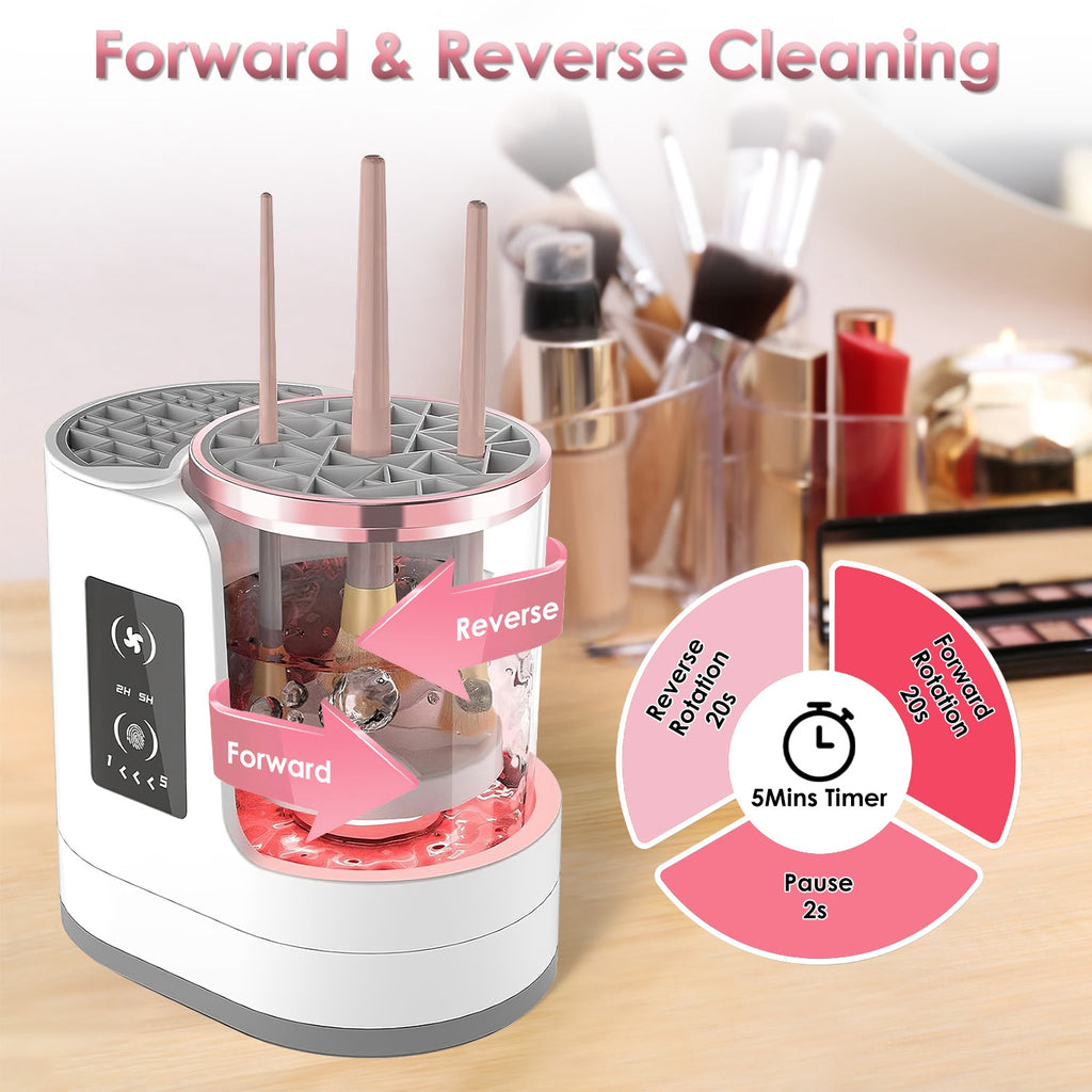 4 in 1 Electric Makeup Brush Cleaner USB Powered Automatic Brush Blender Machine with Timer Digital Display Cleaning Drying UV Disinfection Brush Storage for All Types of Brushes Valentines Day Gift