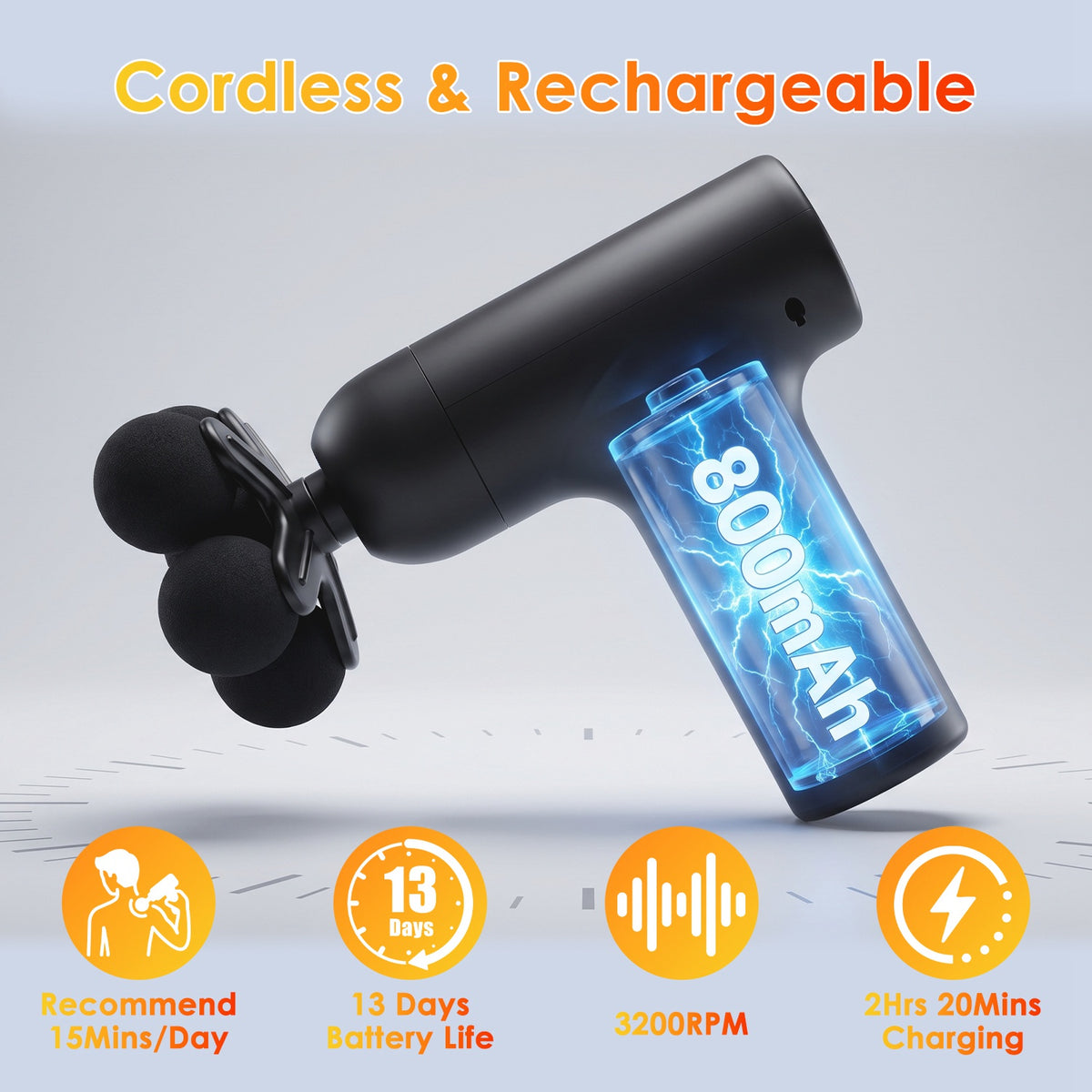 Portable Mini Massage Gun Deep Tissue Percussion Massager with 6 Speeds 5 Interchangeable Massage Heads Muscle Massager for Athletes Office Gym Travel