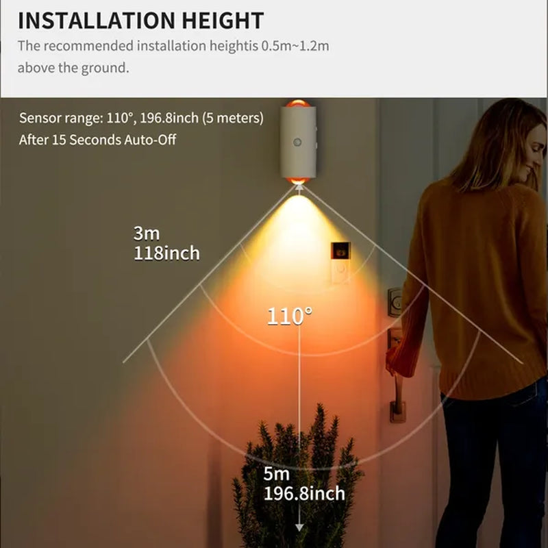 LED Motion Sensor Night Light, 7 Colors Rechargeable Battery Stair Light, Wireless Magnetic Wall Lamp, Cordless LED Wall Night Lights for Steps, Bedroom, Hallway, Courtyard, Holiday Decor, 2-Pack