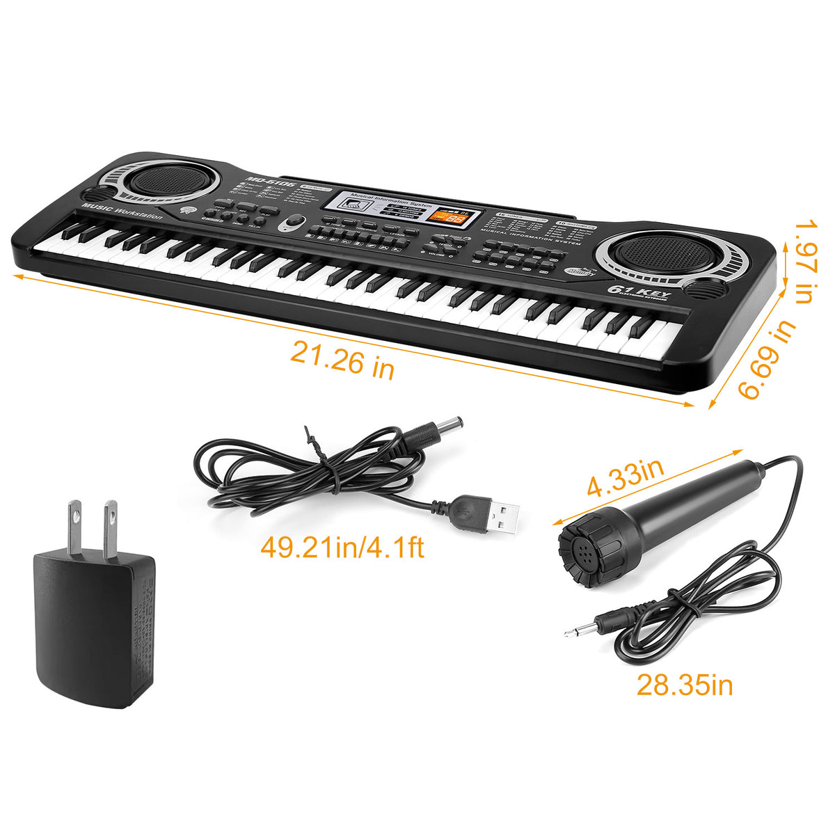 61 Keys Digital Music Electronic Keyboard Electric Piano Musical Instrument Kids Learning Keyboard with Microphone for Beginners Kids Girls Boys Adults