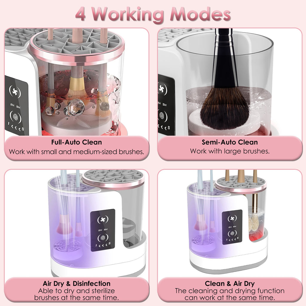 4 in 1 Electric Makeup Brush Cleaner USB Powered Automatic Brush Blender Machine with Timer Digital Display Cleaning Drying UV Disinfection Brush Storage for All Types of Brushes Valentines Day Gift
