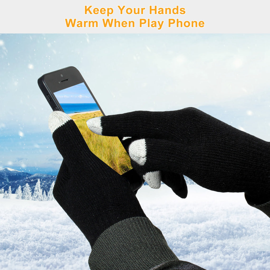 Unisex Touch Screen Gloves Full Finger Winter Warm Knitted Gloves for Warmth Running Cycling Camping Hiking